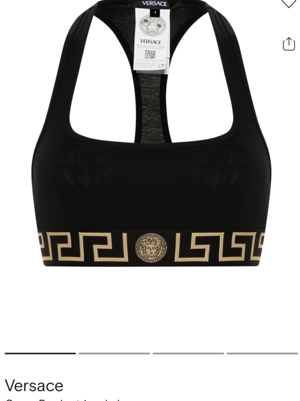 Versace Black Sports Bralette with Gold Greek Key & Medusa Band